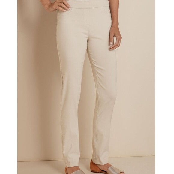 Soft Surroundings Super Stretch Ankle Pants White Salt Tan XS M New - Picture 1 of 12